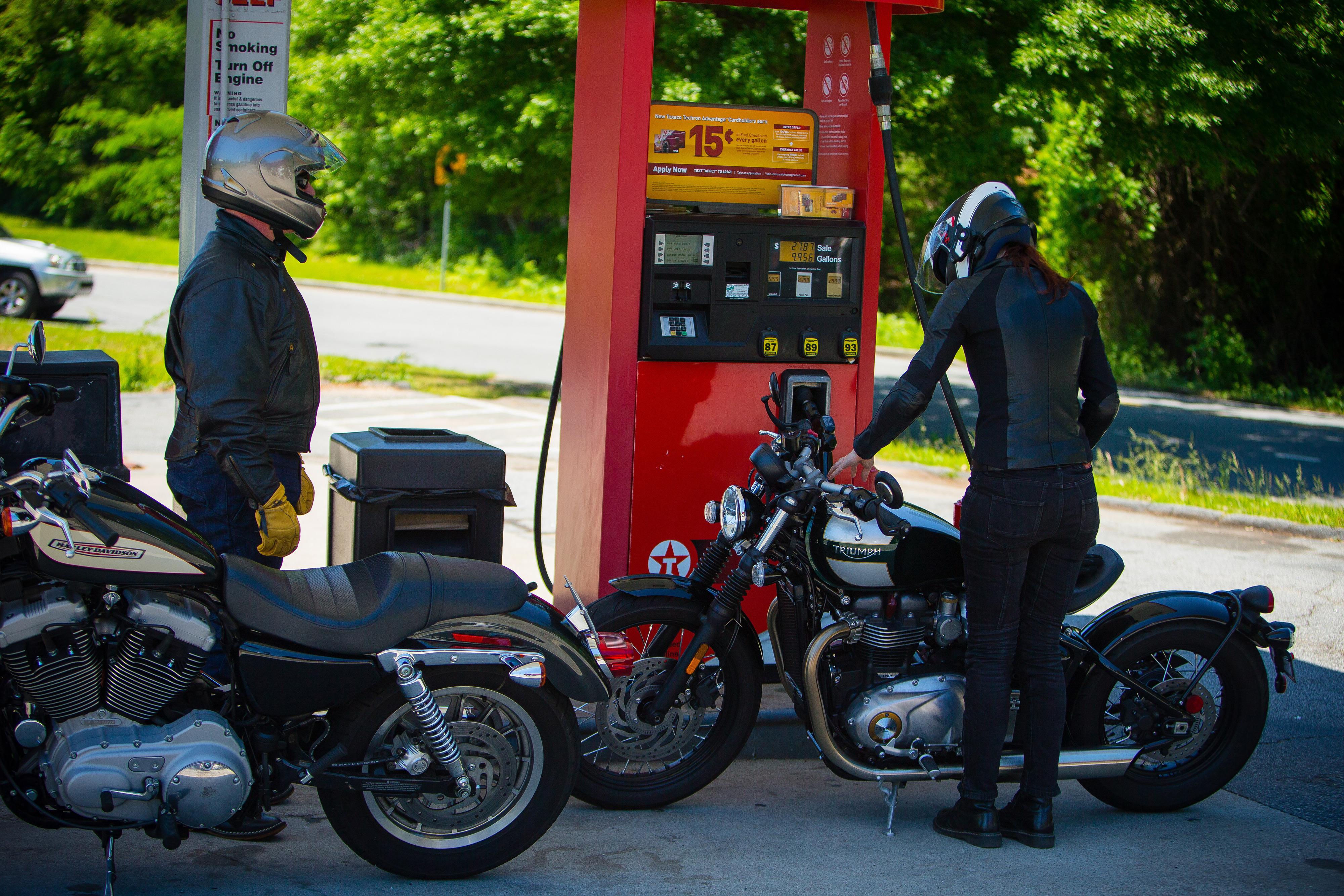 motorcycle at gas station