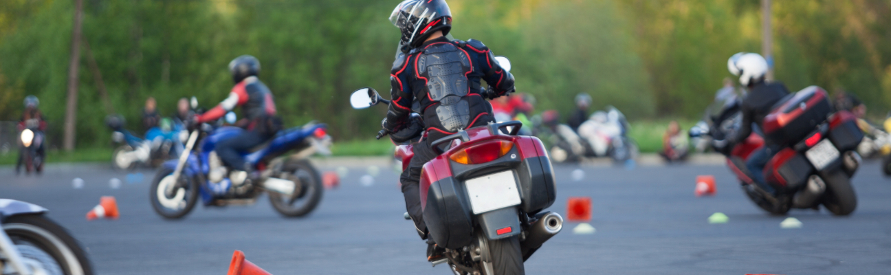 Motorcyclists during riding class