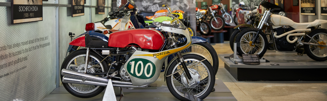 motorcycle on display in the AMA Hall of Fame