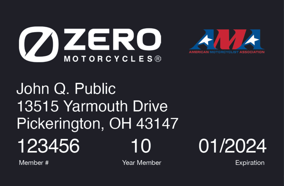 Zero Motorcycles Membership Card