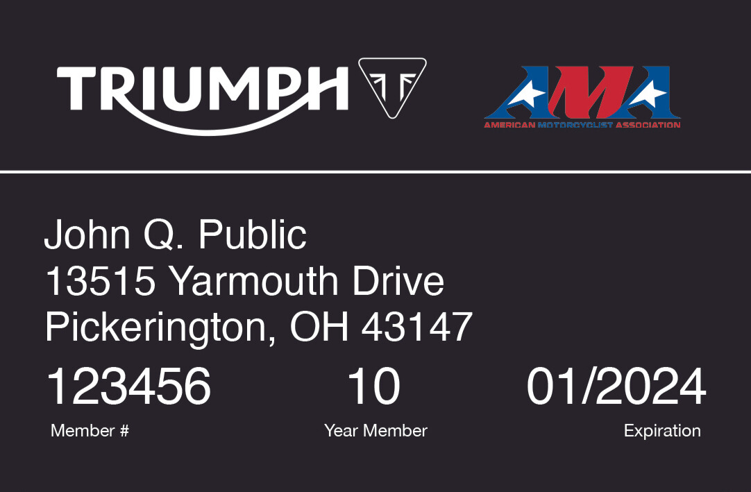 Triumph AMA Logo Membership Card